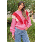 Load image into Gallery viewer, Ruffled Accent Cable Knit Sweater
