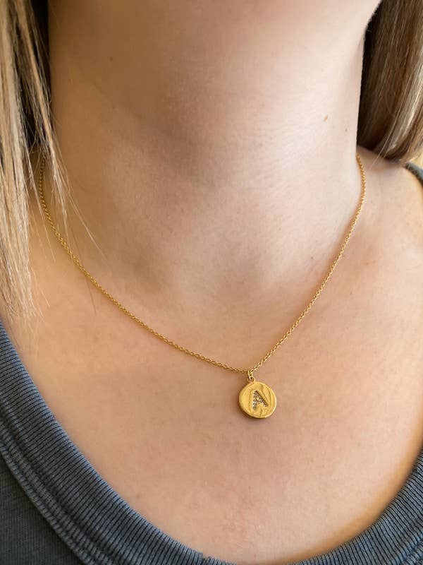 14k Plated Initial Coin Pendant