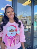 Load image into Gallery viewer, Cocoa Santa Sequin Luxe Women&#39;s Black Santa Sweatshirt
