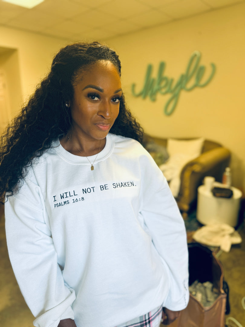 H Kyle "I Will Not Be Shaken" Embroidered Sweatshirt