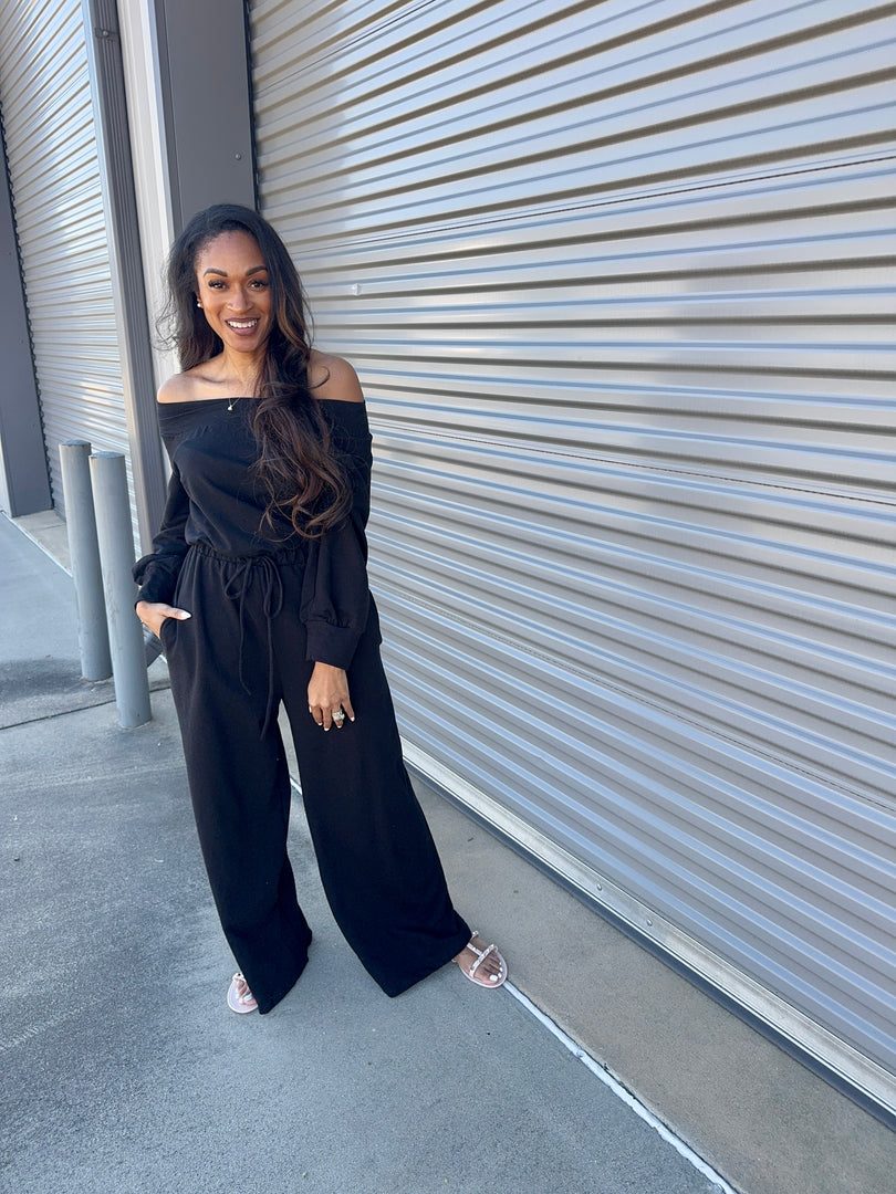 One Shoulder Terry Jumpsuit