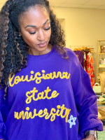 Load image into Gallery viewer, LSU Glitter Script Balloon Pullover
