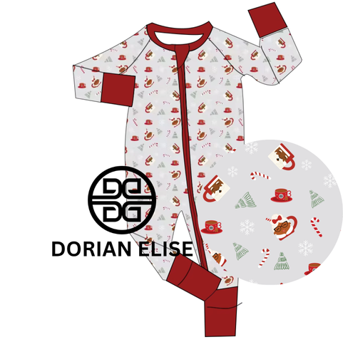 Gender Neutral Hot Cocoa Santa Matching Family INFANT Pajama Sleeper