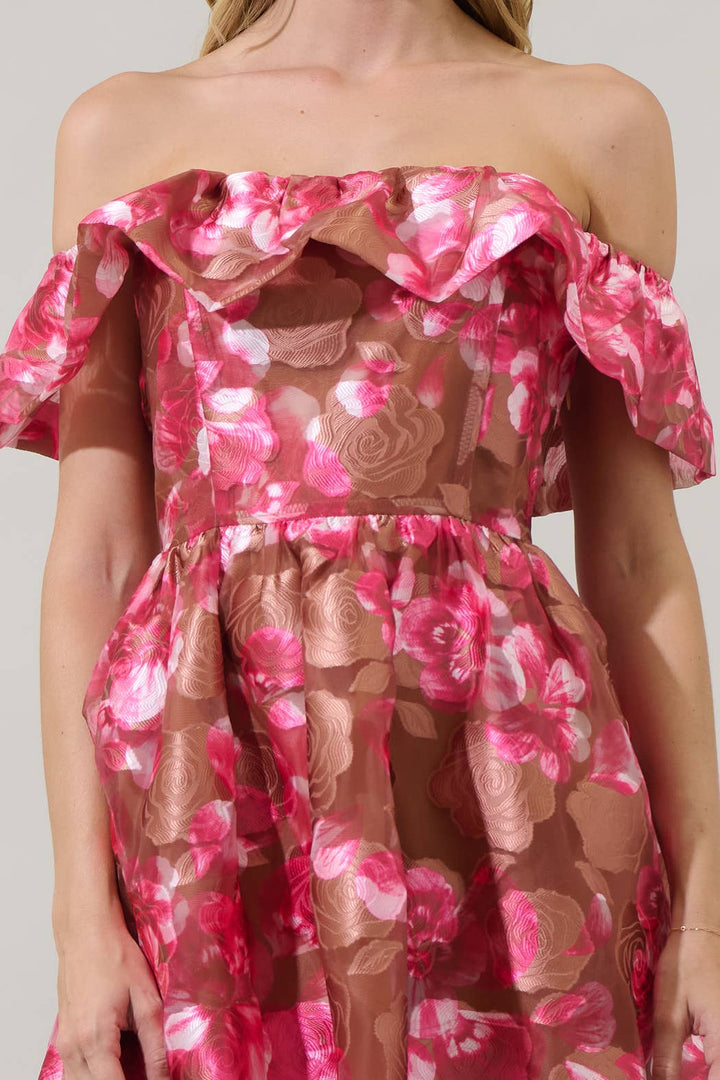 Camel Floral Mini Dress