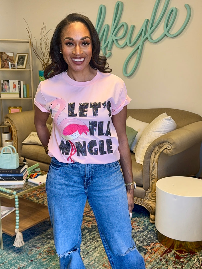 Let's Flamingle Sequin Shirt