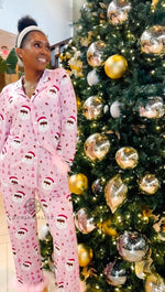 Load image into Gallery viewer, Girls Cocoa Santa Luxe Black Santa Lounge Set With Detachable Feathers
