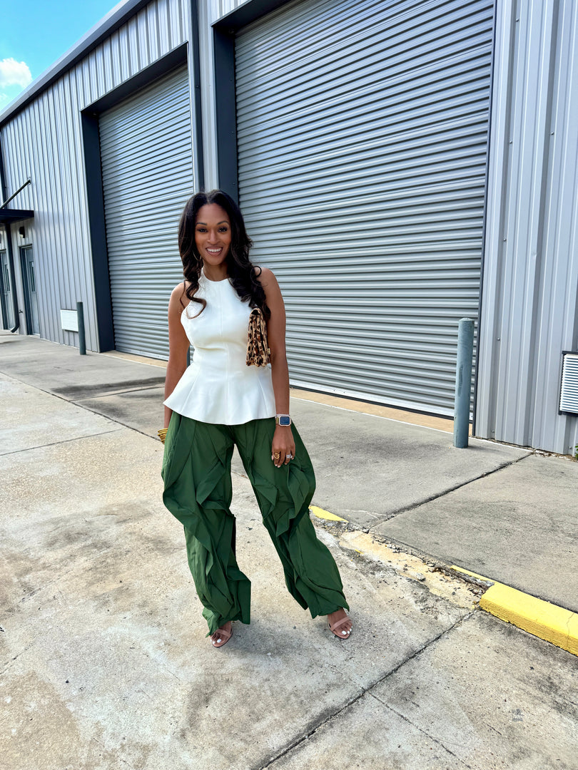 Cascade Wide Leg Ruffle Jogger