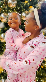 Load image into Gallery viewer, Girls Cocoa Santa Luxe Black Santa Lounge Set With Detachable Feathers
