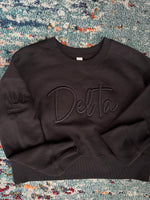 Load image into Gallery viewer, Monotone Embroidered 3D Cropped Sorority Sweatshirt