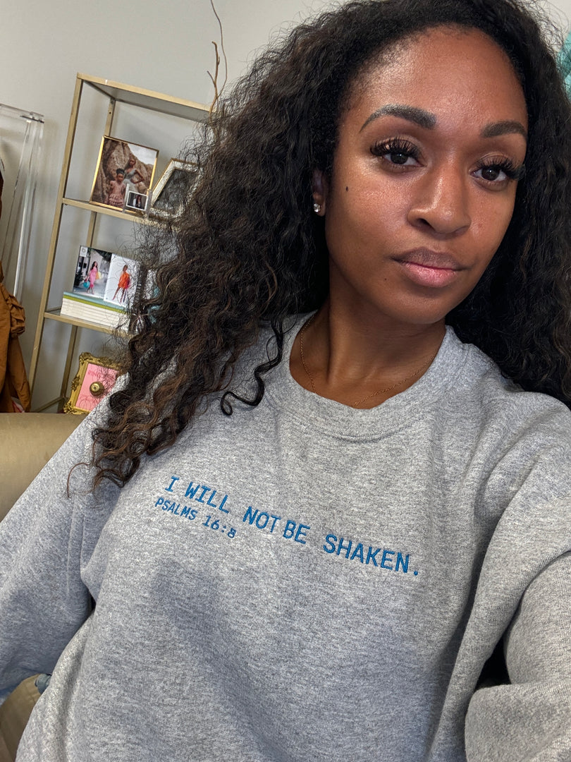 H Kyle "I Will Not Be Shaken" Embroidered Sweatshirt