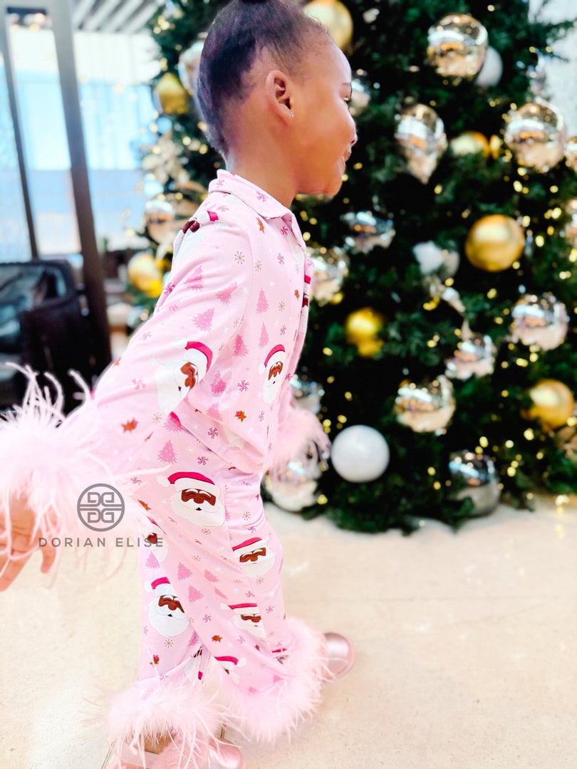 Girls Cocoa Santa Luxe Black Santa Lounge Set With Detachable Feathers