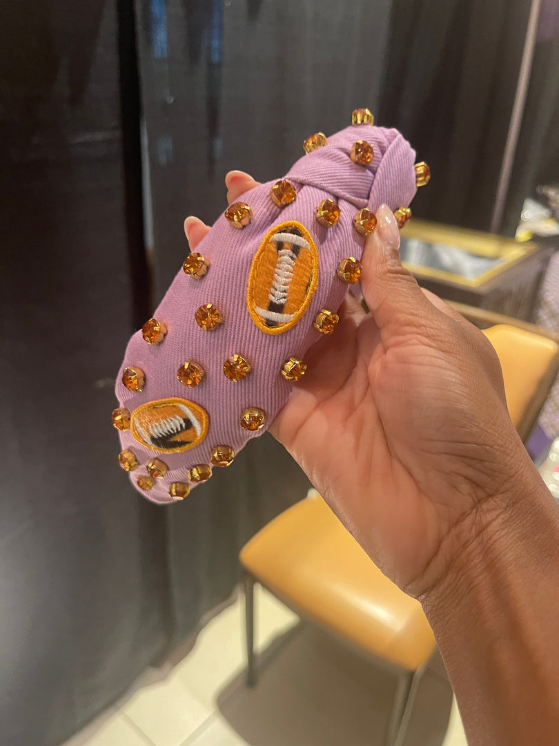 Honeybeez Purple Denim Football Headband