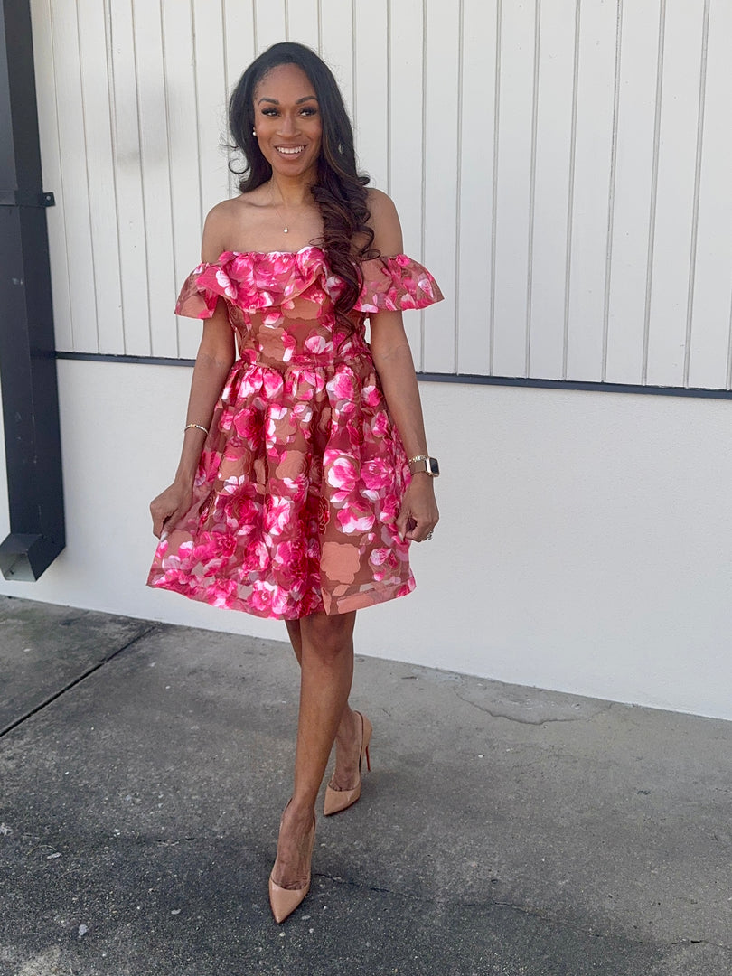 pink dress camel Pink & Camel Boat Neck Dolman Dress Mila Boutique