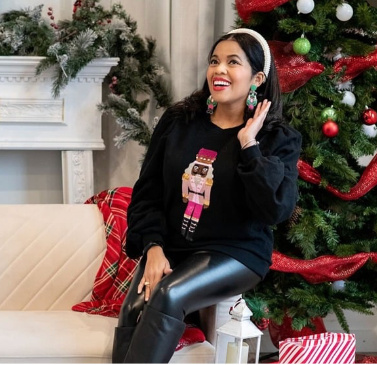 Hot Chocolate Nutcracker Sequin Luxe Women's Black Nutcracker Sweatshirt