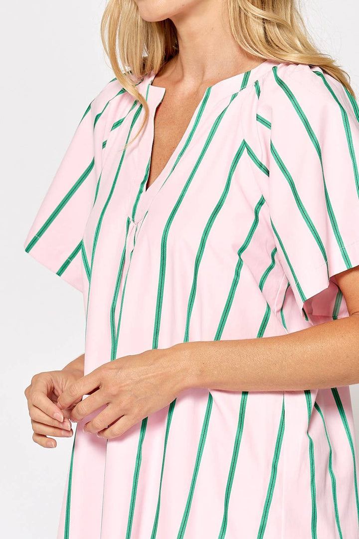 Pink & Green Striped Dress