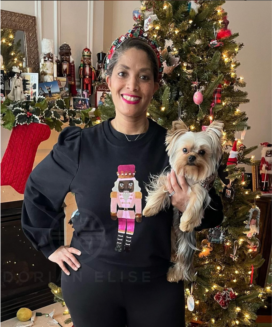 Hot Chocolate Nutcracker Sequin Luxe Women's Black Nutcracker Sweatshirt