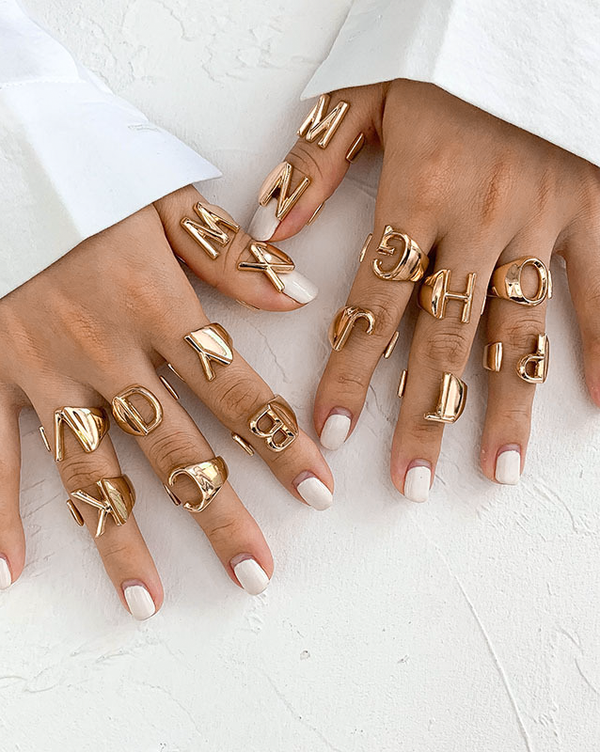 Adjustable Initial Rings – H Kyle Boutique - Main Image